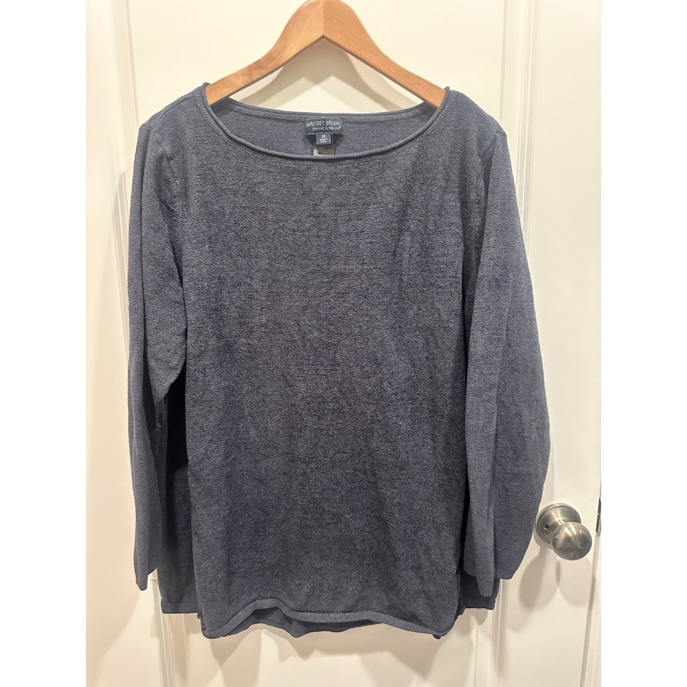 Barefoot Dreams Cozychic Ultra Lite Sweatshirt Navy Blue 2X